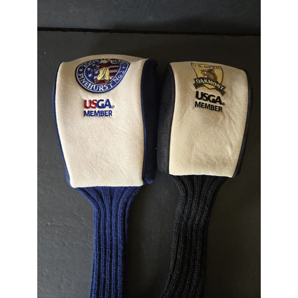 US Open Golf Headcovers Pair USGA Member 2005 Pinehurst 2007 Oakmont Lot Of 2